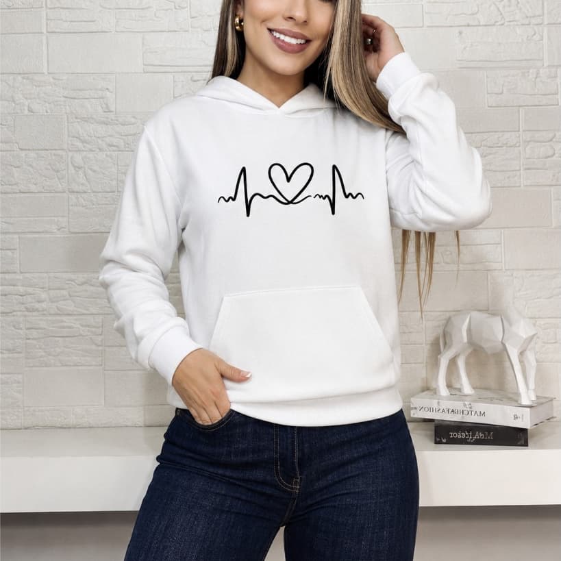 Moletom Flanelado Feminino Canguru Capuz Inverno Casaco Unissex Blusa de Frio Estampado Algodão Premium Moda