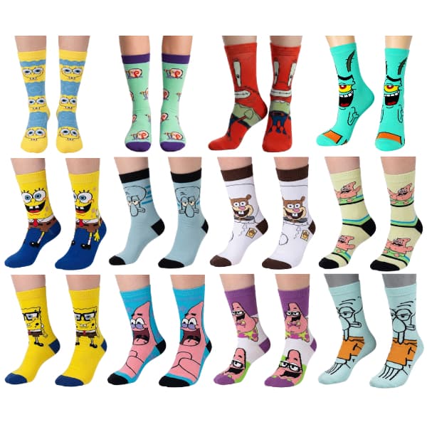 🧦KIT MEIAS TURMA DO BOB ESPONJA- MEIAS DIVERTIDAS-MEIA ADULTO/INFANTIL-CANO ALTO-ALGODÃO-CONFORTÁVEL✨