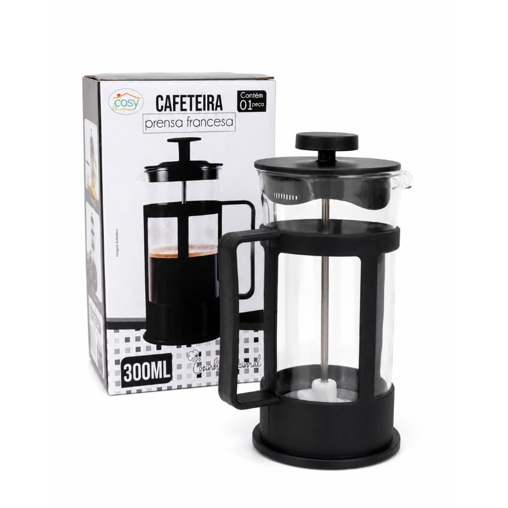Cafeteira Prensa Francesa Vidro 300ml Resistente e Compacto - Café Aromático e Saboroso