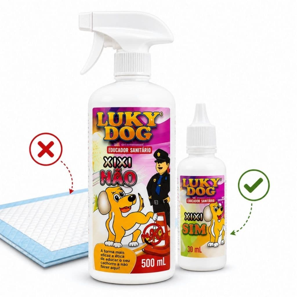 Kit Educador Sanitário Cachorro Xixi Sim 30 ml + Xixi Não 500 ml Luky Dog