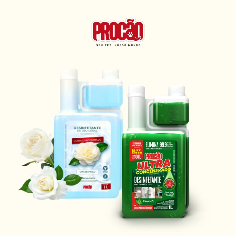 Desinfetante Concentrado Procão - Pet e Casa - Limpeza Pesada - Elimina Odor - Citronela 1L