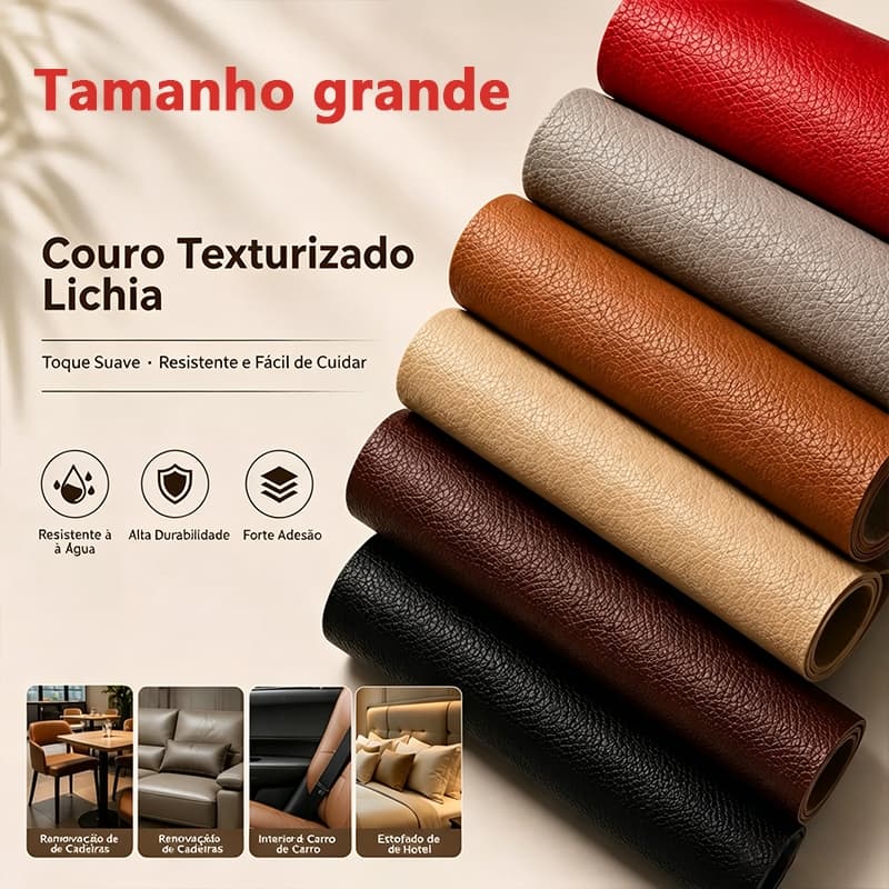 Remendo de Couro Tamanho Gigante 400x70cm – Perfeito para Consertar Sofá, Cadeira e Móveis de Couro