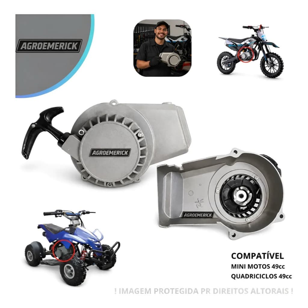 Partida Puxador Manual Quadriciclo Mini Moto 49cc