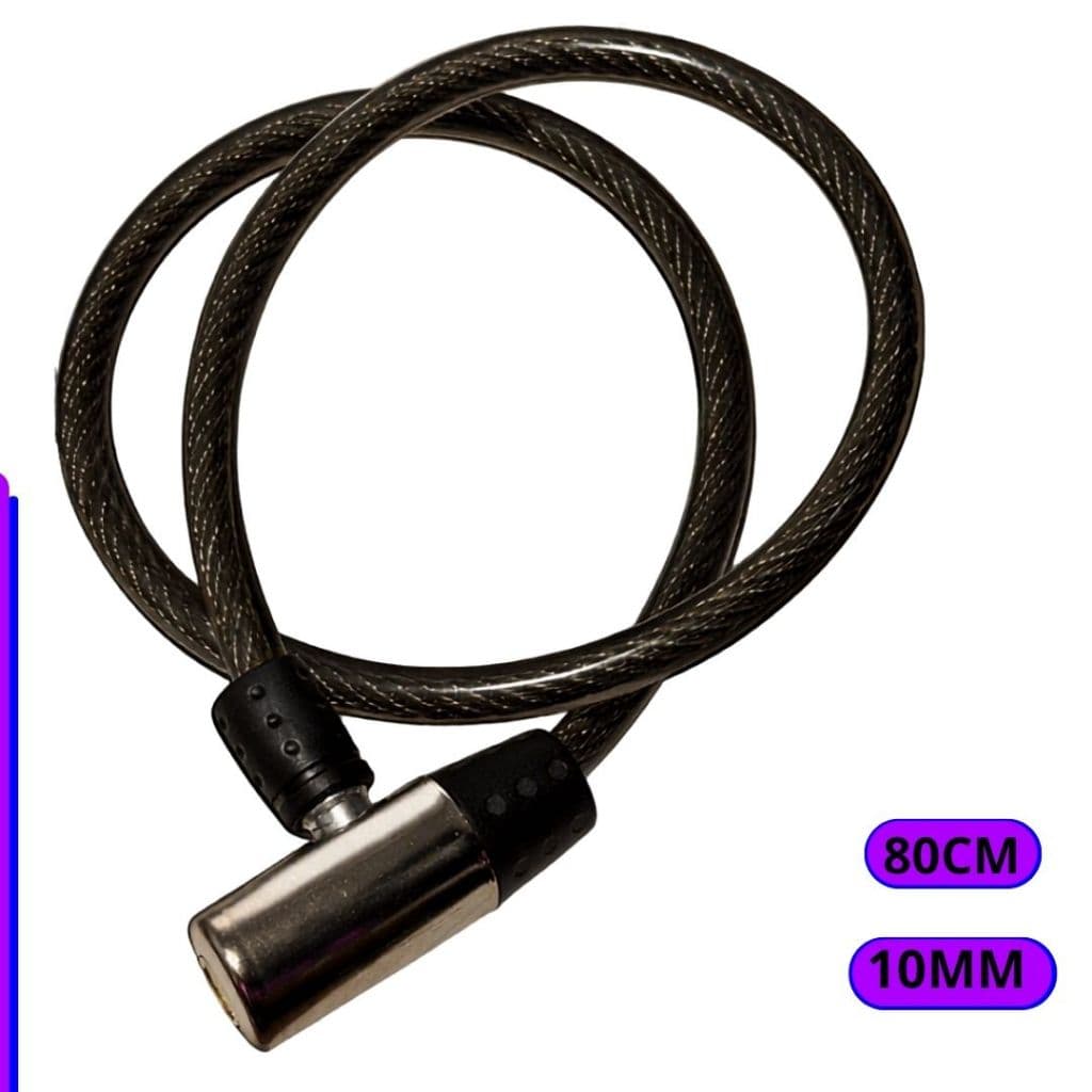 Tranca Para Bicicleta Bike Moto Cadeado Anti Furto Segurança Cabo Aço Trançado Emborrachado 2 Chaves