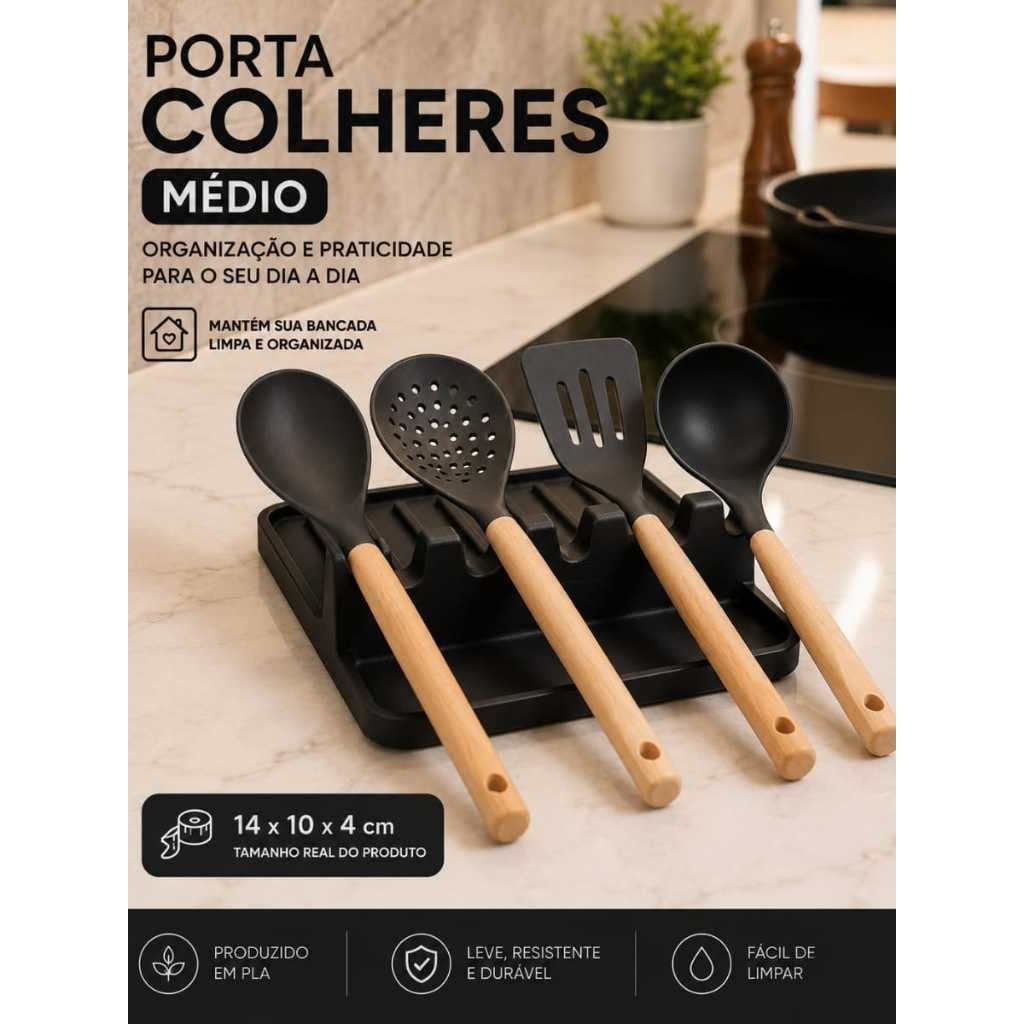 Porta Colheres de Cozinha Médio para Pia e Bancada Organizador de Talheres Cooktop