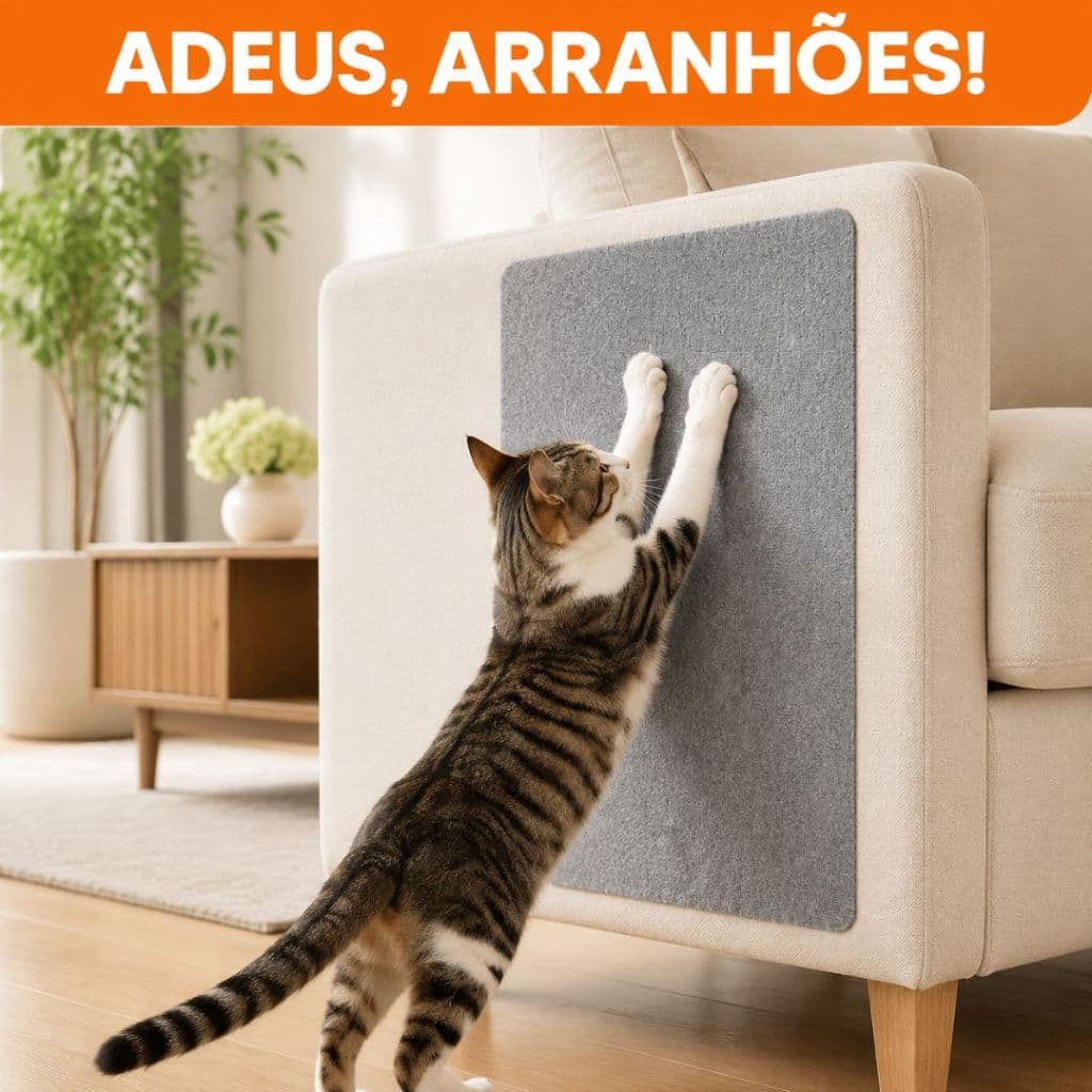 Tapete Arranhador Adesivo para Gatos 40x200cm Protetor de Sofá Parede e Móveis Recortável