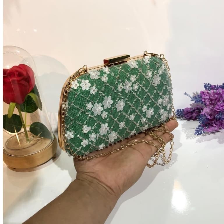 Bolsa Clutch Madrinha Flores 3D Strass Brilhante para Casamento Festa, Corrente Removível#YC-124