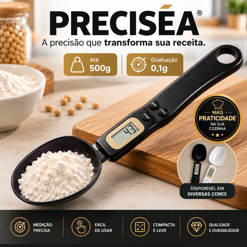 Colher Medidora Digital Precisao Balanca Cozinha Utensilio Seguro Pratico Sortido