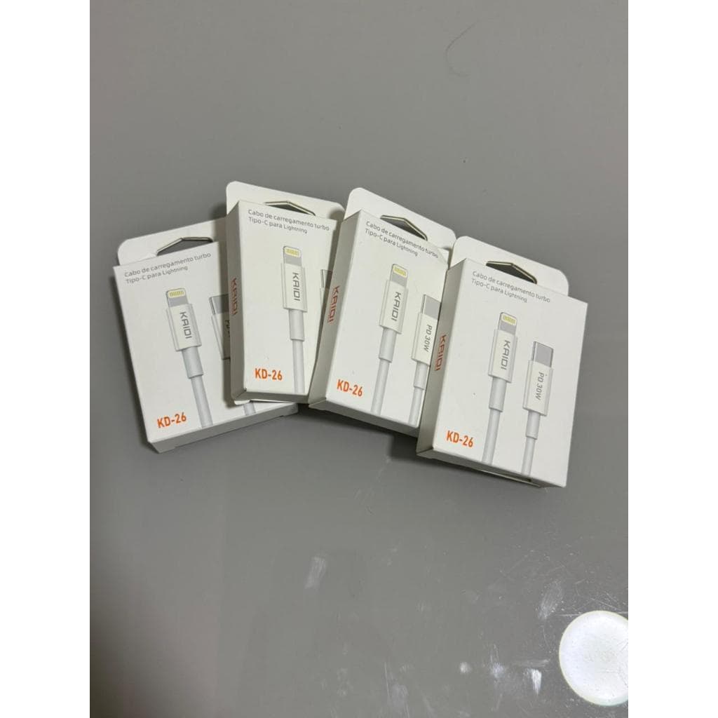 CABO KAIDI KD-27 –USB-C PARA USB-C/ Cabo H'MASTON HB16-2 Lightning USB-A Carregamento Rápido 1 Metro/Cabo KAIDI KD-26