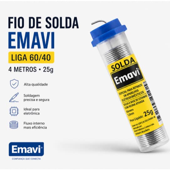 Arame De Solda Tubo 25g Fio Para Ferro De Solda Estanho Soldar Em Fio 1,0mm - Emavi