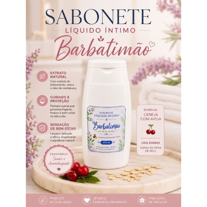 SABONETE LÍQUIDO ÍNTIMO DE BARBATIMÃO E ÓLEO DE MELALEUCA