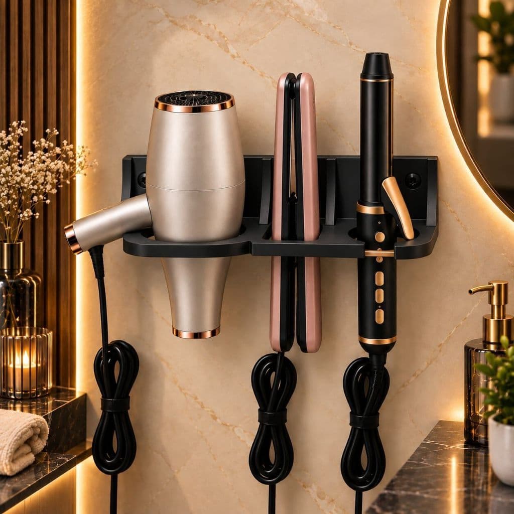 Suporte de Parede 3 em 1 para Secador, Chapinha e Babyliss Reforçado