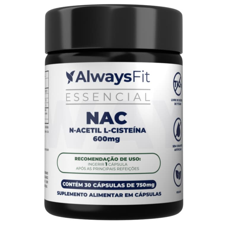 N-Acetil L-Cisteína NAC - 600mg - Precursor da Glutationa - 30 Cápsulas - 1 Unidade