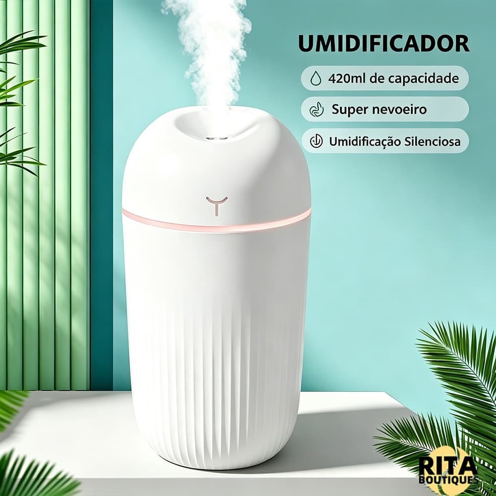 Umidificador Aromatizador De Ar Grande De Difusor Ambiente 420ml Silencioso Ultrassônico De Led