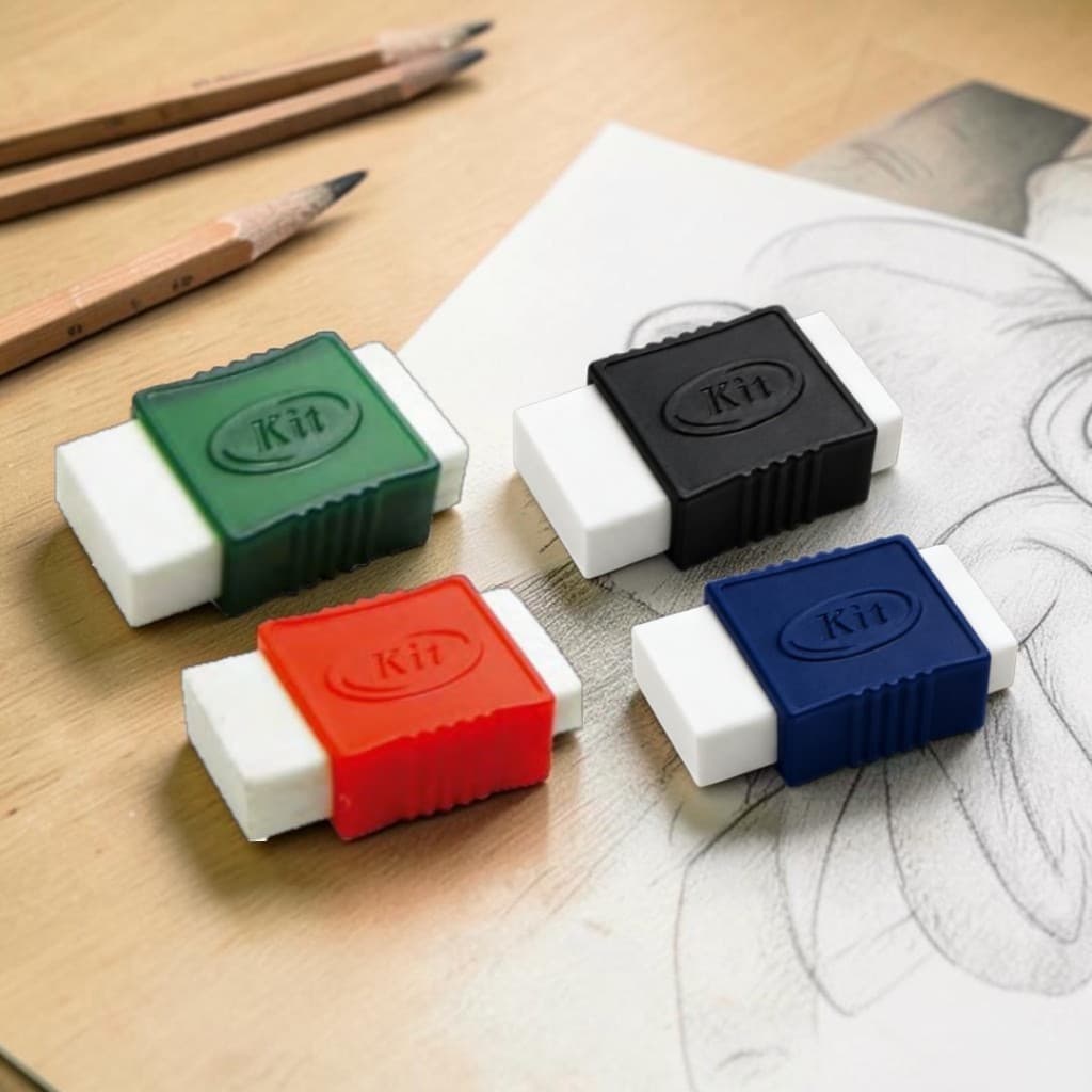 Kit 4 Borracha com Capa Protetora para Escola Escritório Estudos Desenho