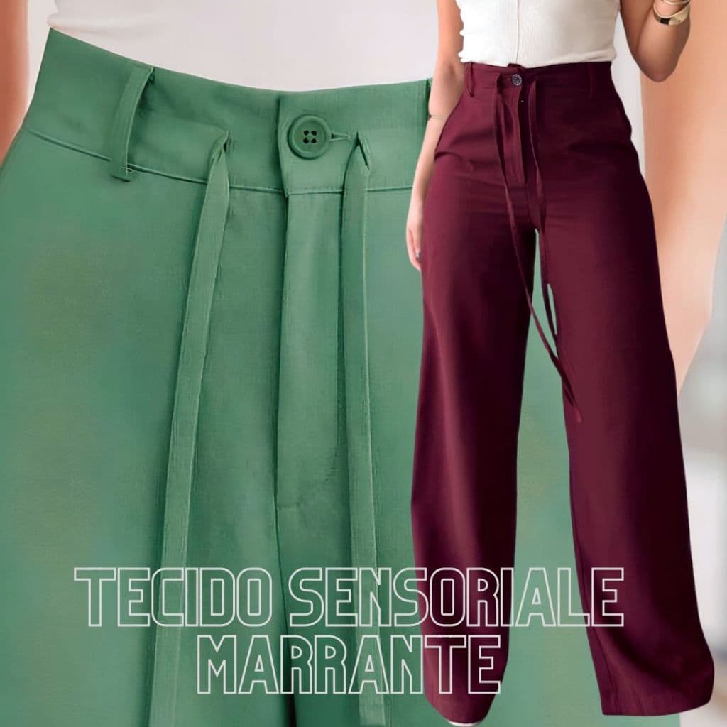 Calça Pantalona Social Feminino Sensorial Marrant Cintura AltaTendencia 2026 Com Ziper E Botãon M-G1