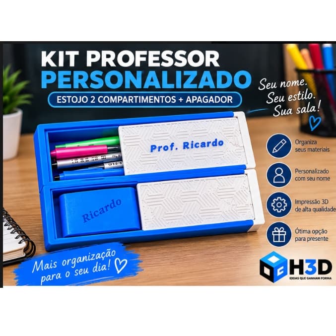 APAGADOR PARA  QUADRO BRANCO : KIT PERSONALIZADO ESTOJO + APAGADOR