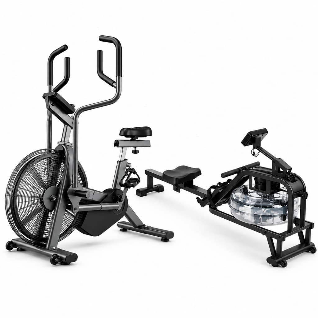 Kit Cardio Completo Air Bike Profissional Intense + Simulador de Remo WaterRower Ahead Sports