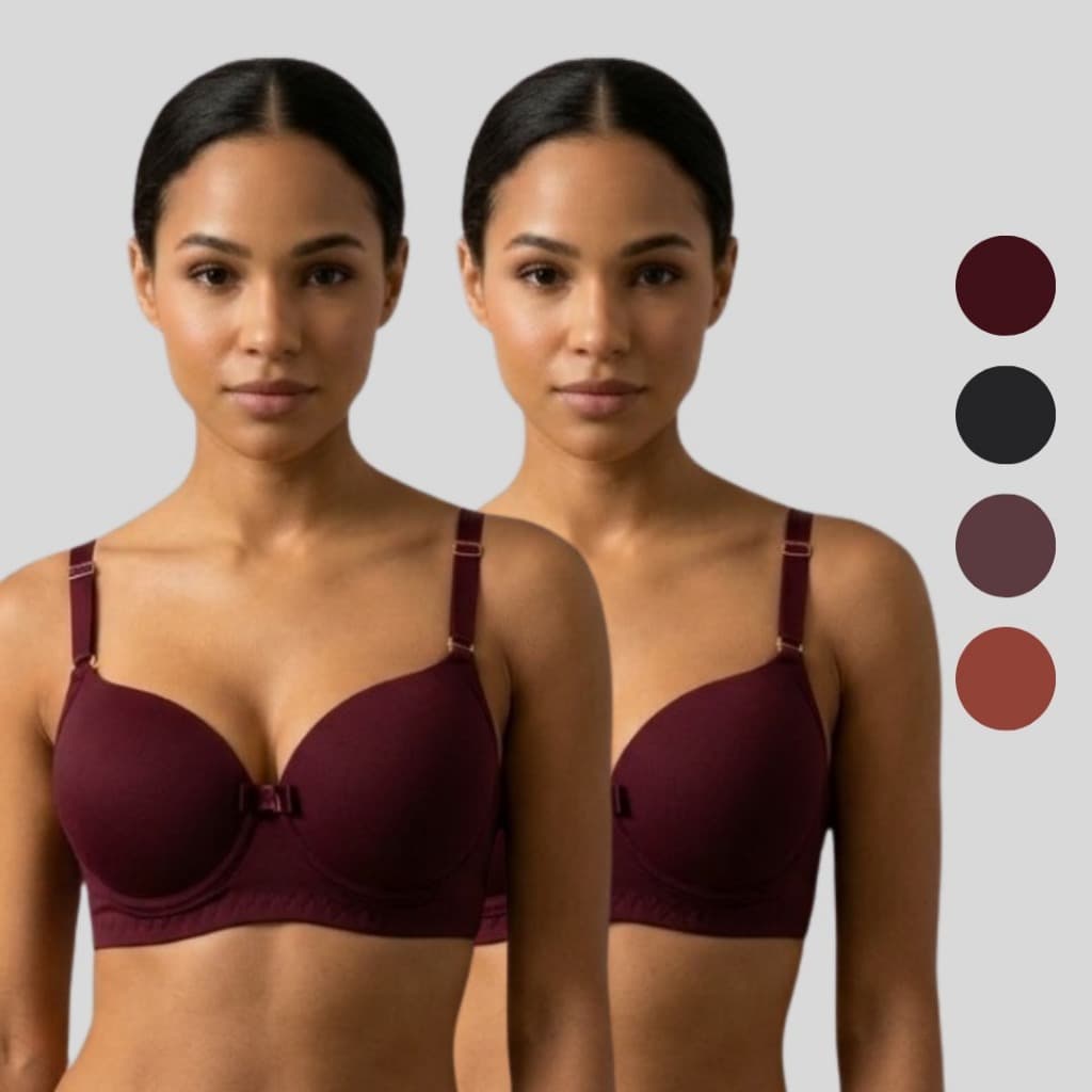 Kit 2 Sutia com Bojo Feminino e Aro em Microfibra de Poliamida Premium com Lacinho Sutian Reforçado