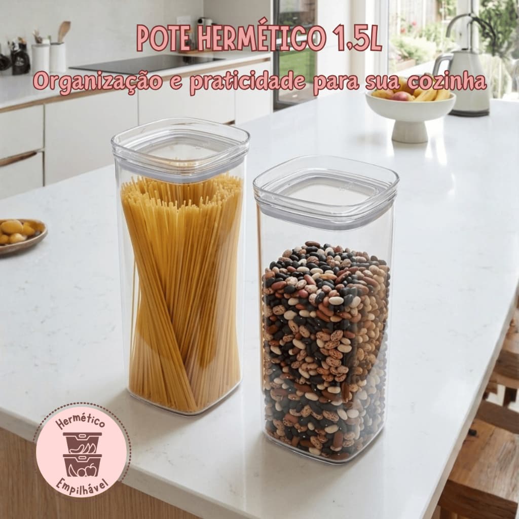 Kit 2 Potes Herméticos Organizadores 1,5L OU Block