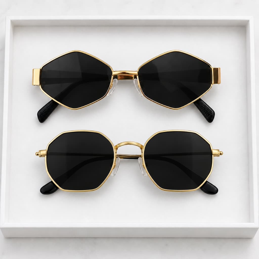 2 peças Óculos de Moda Feminina com Armação Metálica Oval e hexagonal Y2K Óculos Estilo vintage dia a dia Férias verao