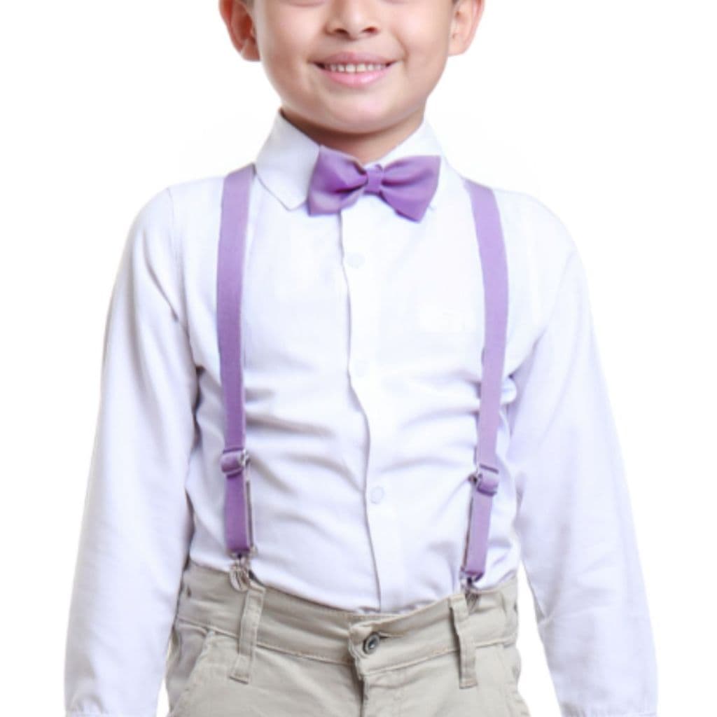 Kit Suspensório Masculino Infantil e Juvenil com Gravata Borboleta Lilás