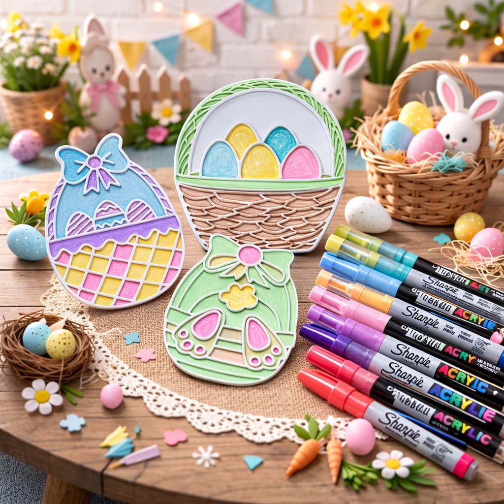Kit Ovos de Páscoa para Colorir Infantil Artesanato Criativo Plaquinhas Decorativas Presente DIY Faça Você Mesmo 12cm