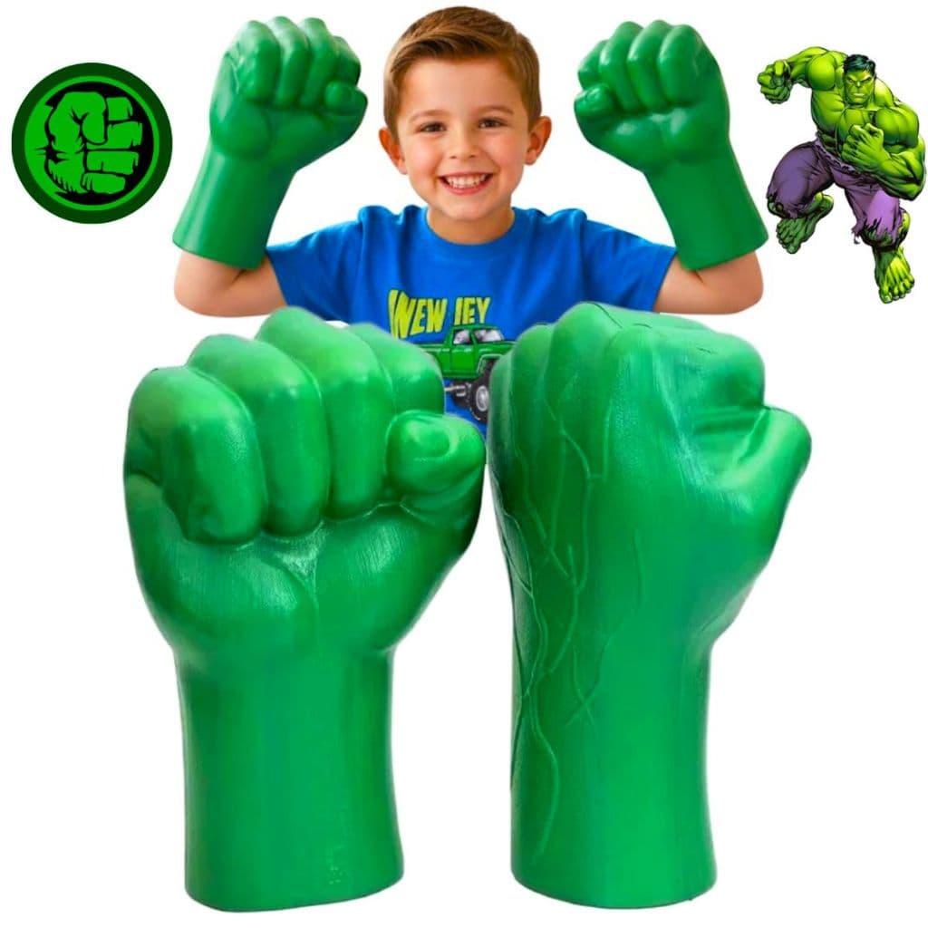 Kit C/ 2 Luvas Do Hulk Vingadores Brinquedo Infantil Verde