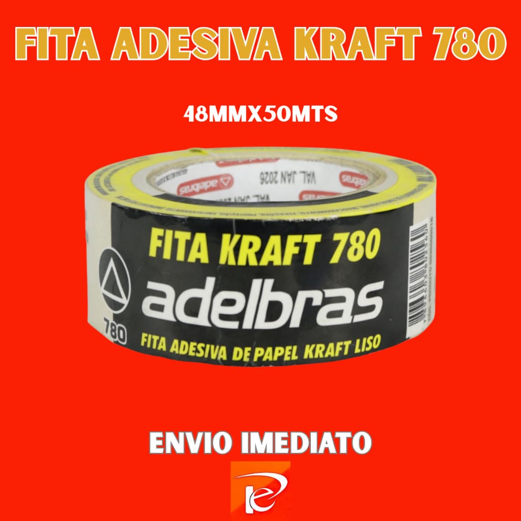 Fita Adesiva Kraft 780 (48mmx50mts) Para Empacotamento Moldura para Quadros Papel Kraft - 1 Unidade