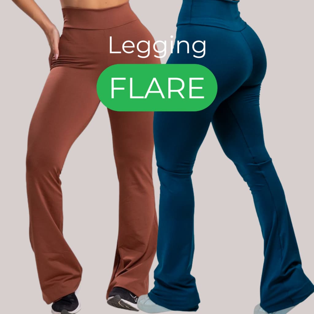 CALÇA LEGGING FEMININA FLARE CINTURA ALTA e Zero Transparência Suplex Treino e Casual