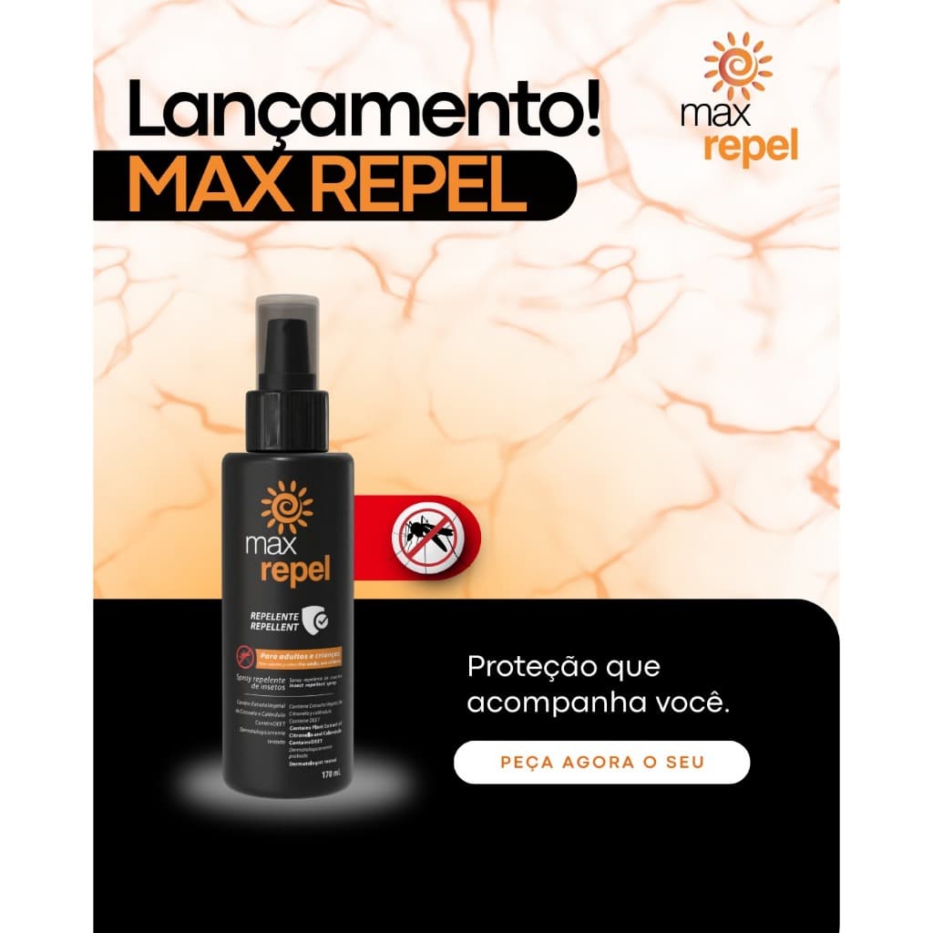 Max Repel Spray Repelente de Insetos 170ml Proteção Contra Picadas