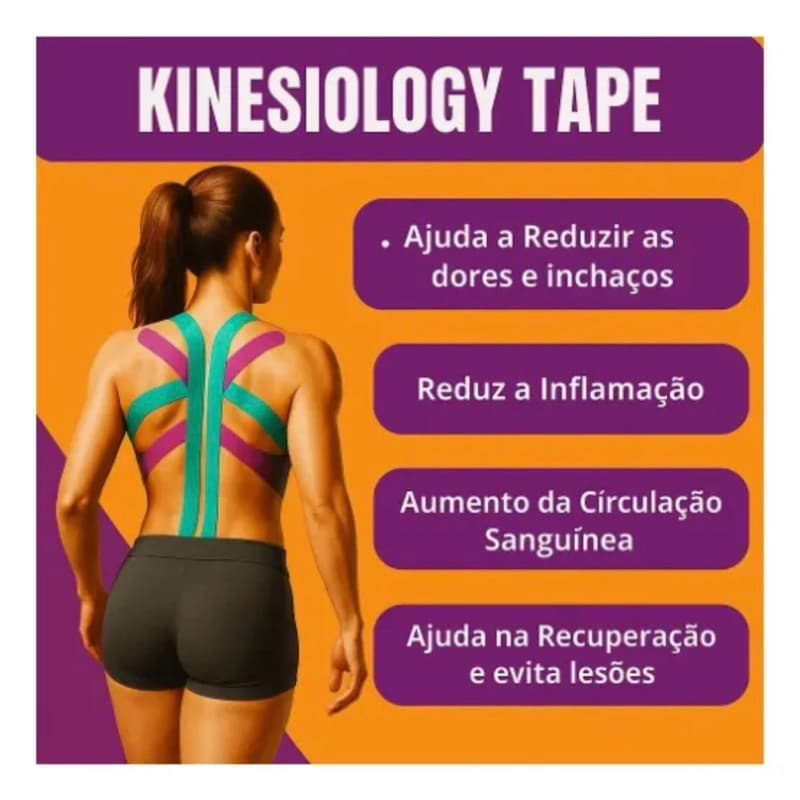 Fita Kinesio KinePower Elite™ 5m | Bandagem Elástica Terapêutica Dor Muscular Esportiva Fitness