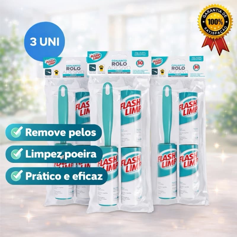 Conjunto Rolo Adesivo E 2 Refis Kit 3 Uni CST0085 Flash Limp