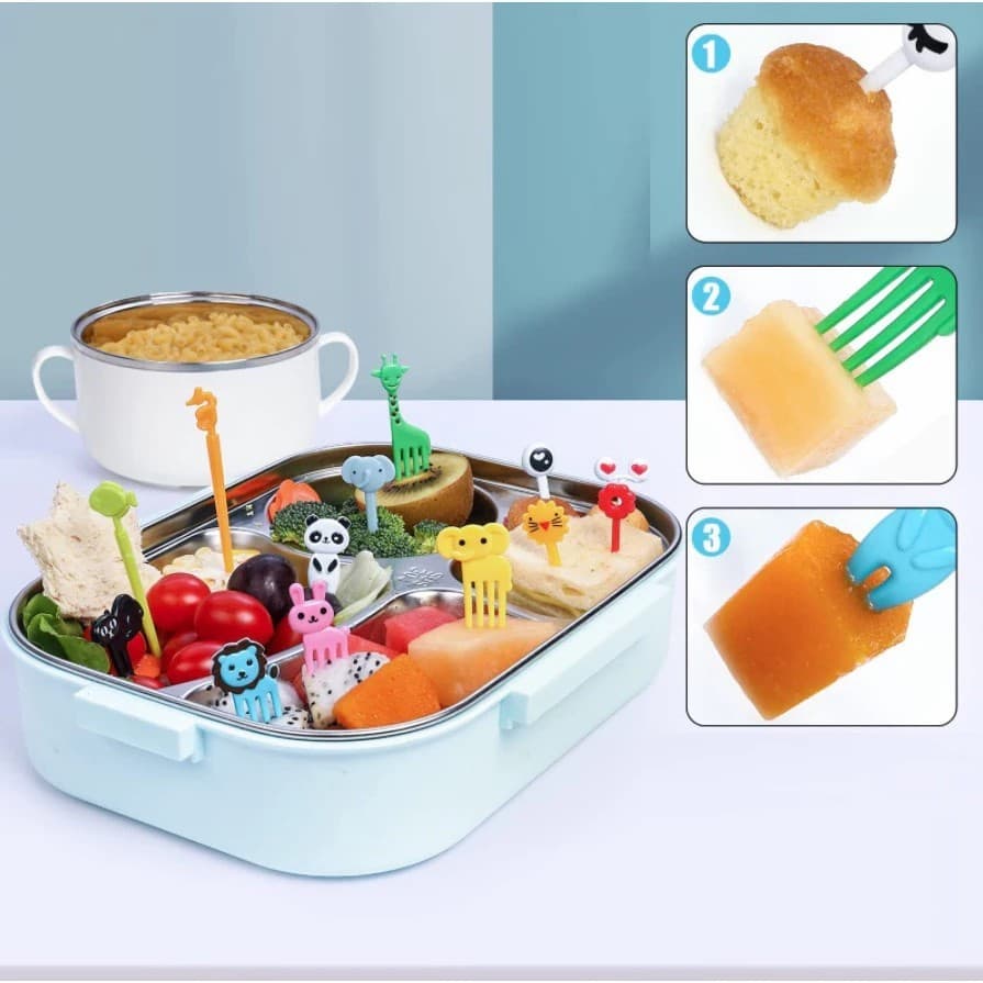 Mini Garfos de Fruta com Estampas de Animais para Crianças | Conjunto com 10/20/30 Unidades, Ideal para Petiscos, Bolos