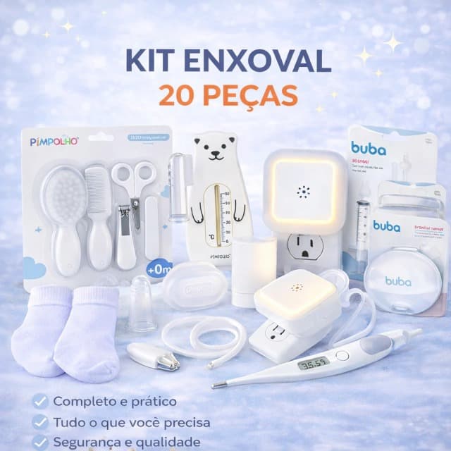Kit Bebê 20 Peças Essenciais Higiene e Cuidados Recém-Nascido