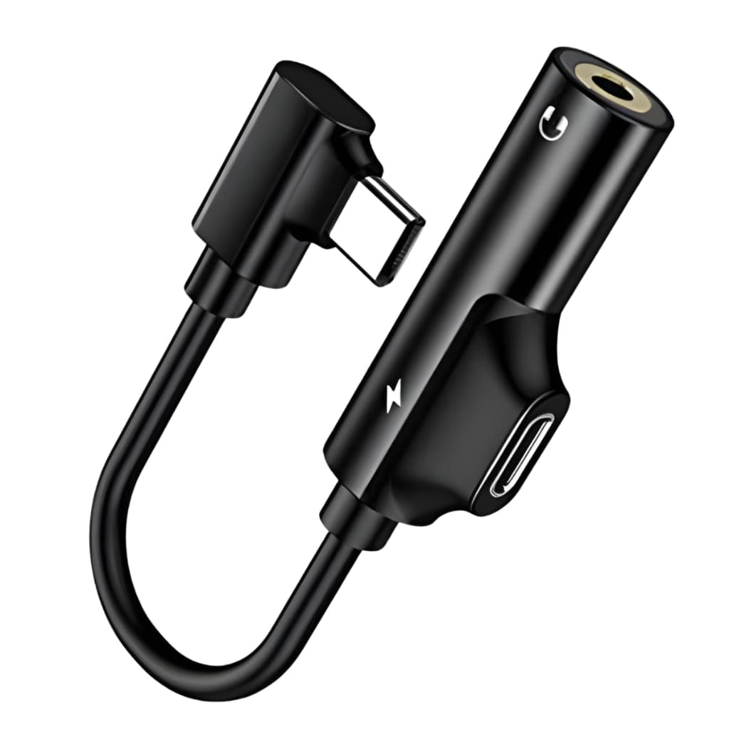 Adaptador USB TIPO-C + P2 3.5MM 2 Saídas Entrada  Tipo C Ergonômica e Horizontal