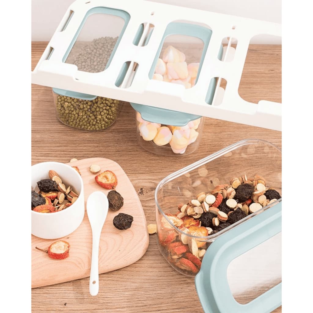 Kit 3 Potes Herméticos 900ml com Suporte Organizador para Armário Cozinha