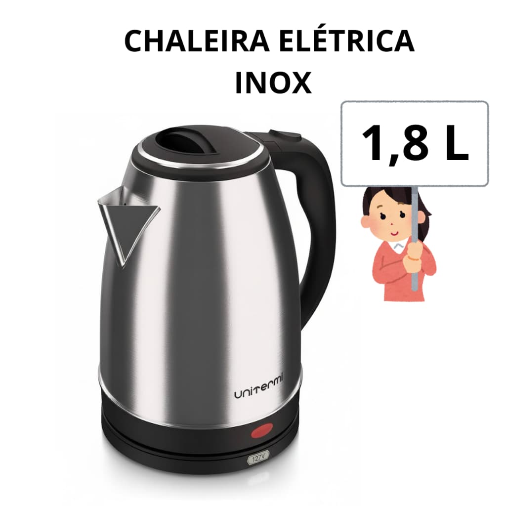 Chaleira Elétrica Unitermi Atacama Inox 1,8L com Desligamento Automático