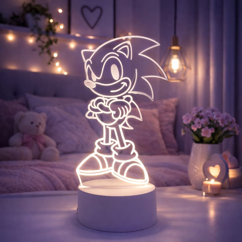 Luminária Led 3D Sonic / Luz noturna /abajur / presente criativo / criança