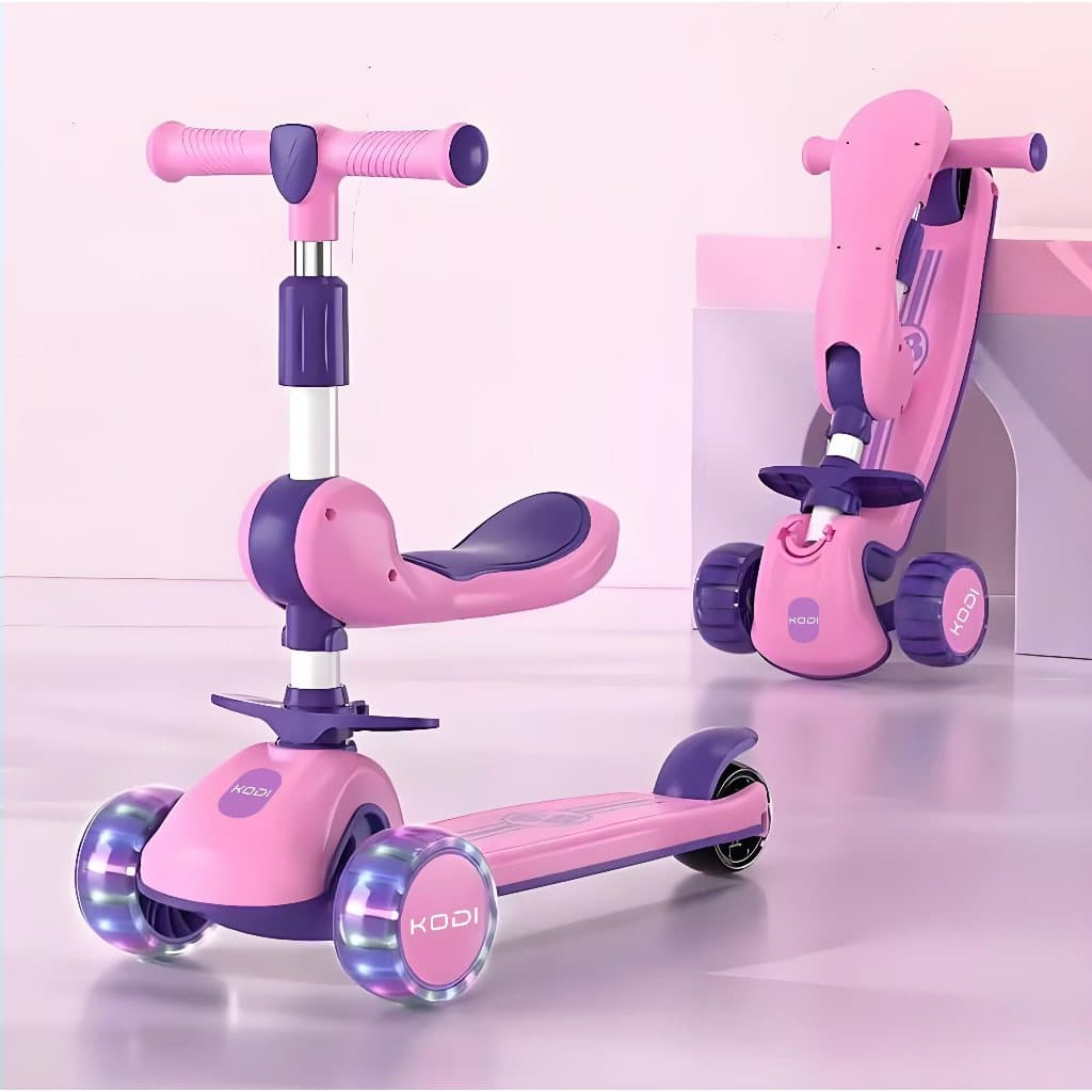 Patinete Infantil 3 em 1 Dobrável com Luzes LED 3 Rodas Resistente Até 90kg Dream Light P15