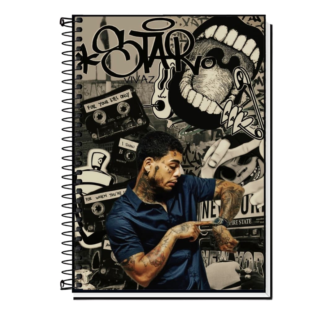 Caderno Escolar MC Kevin | Estilo, Música & Atitude | Capa Dura & Espiral Resistente 1, 10, 15 e 20 Matérias