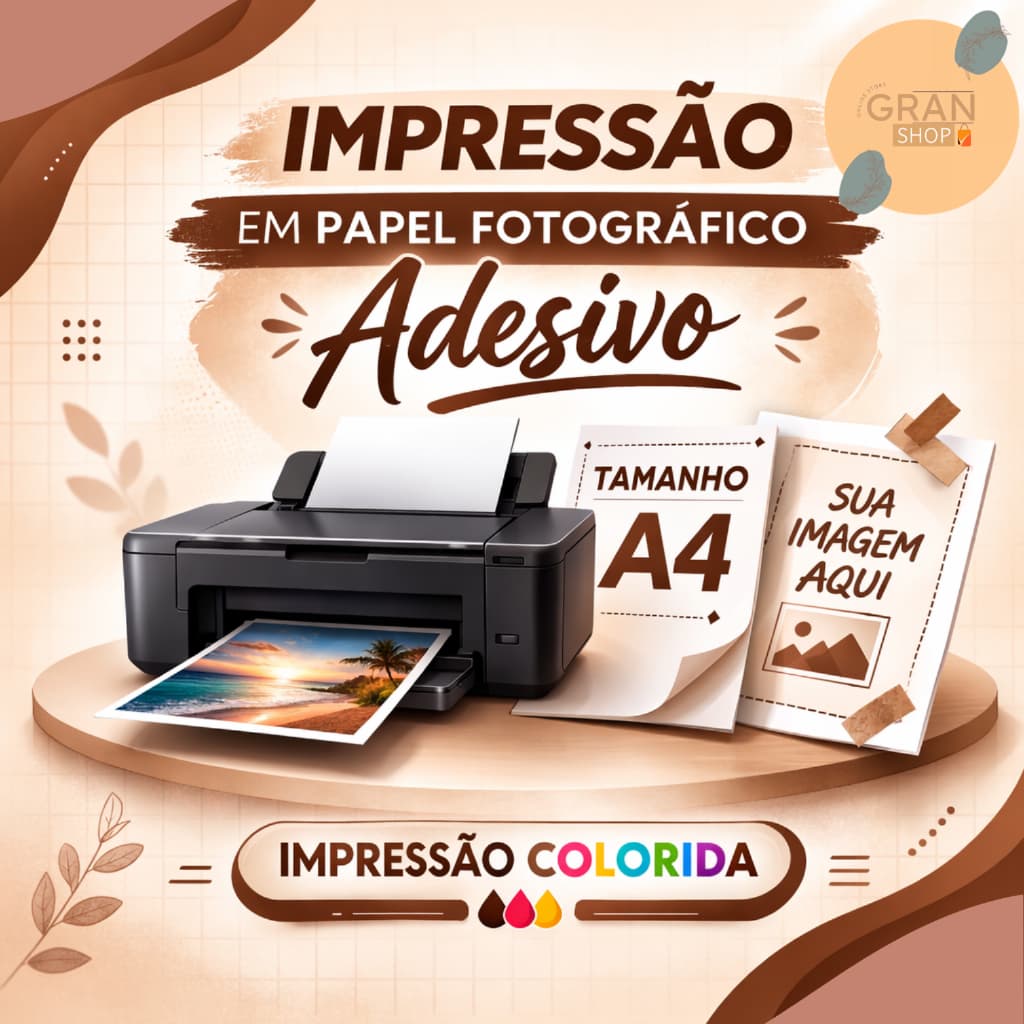 Impressão Em Papel Adesivo Fotográfico Colorida Tamanho A4