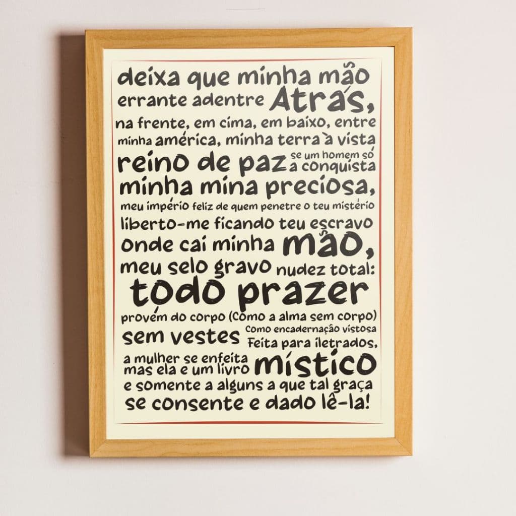 Quadro Decorativo Música Popular Brasileira MPB Elegia Caetano Veloso Madeira e Acetato Tamanho Grande A3 Design Autoral