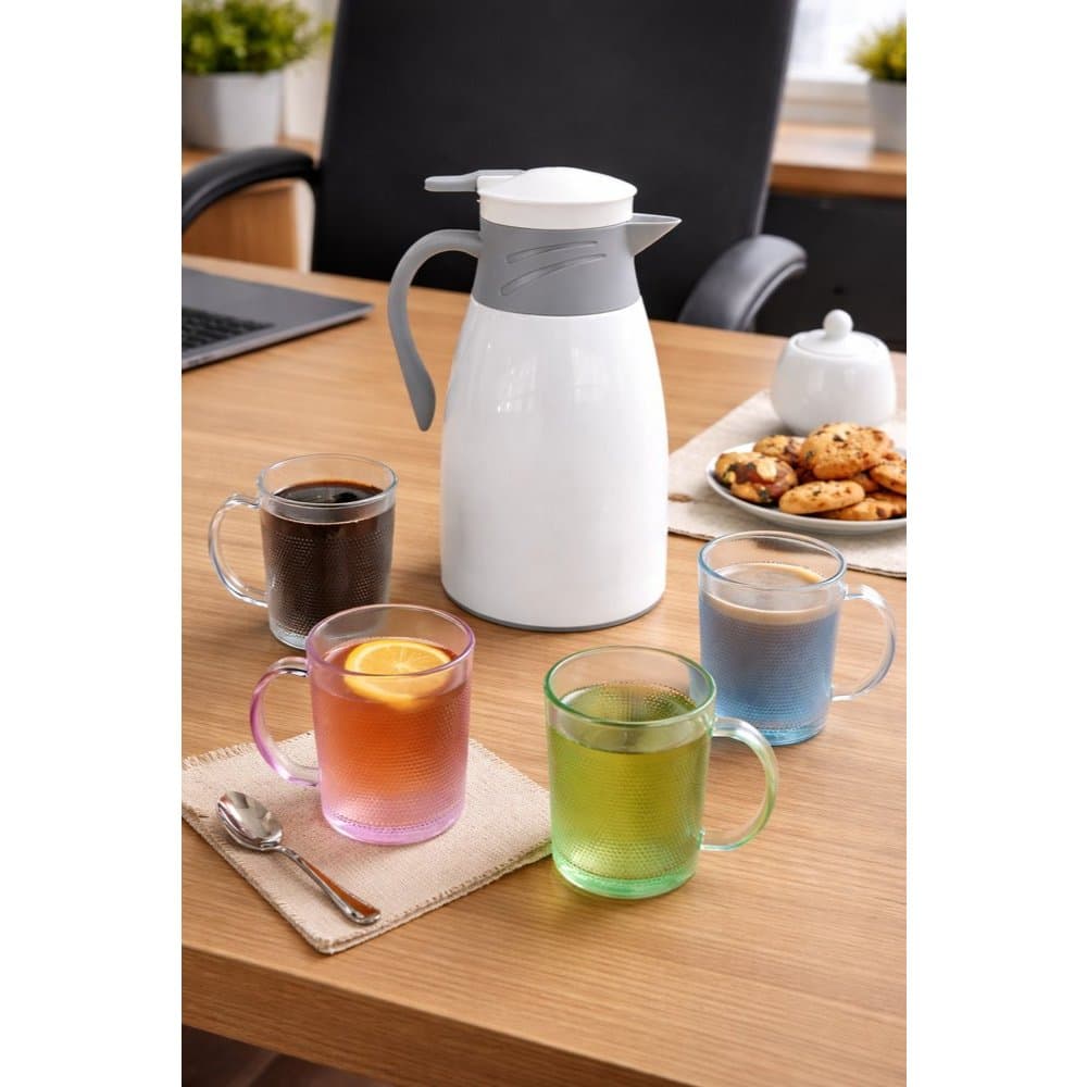 kit Garrafa Térmica 1 Litro Victoria com 4 Canecas - Sortida