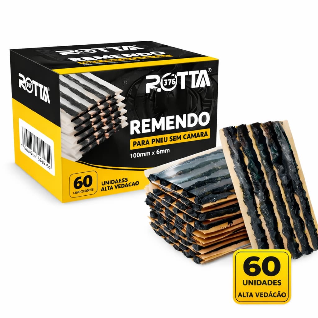 Remendo Macarrão Pneu 6mm Sem Câmara Reparo Pneu Refil 60 Unidades