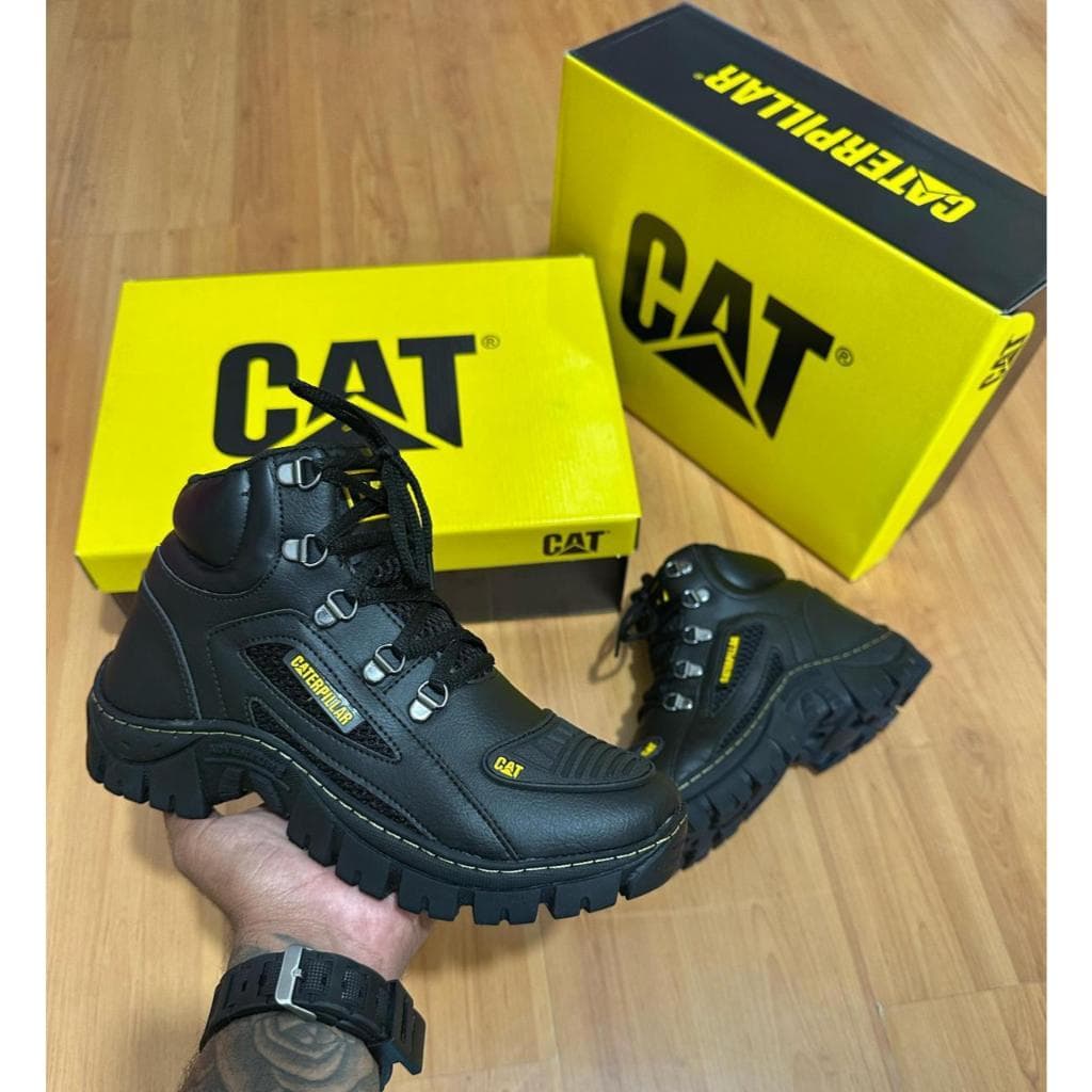 Coturno Bota Caterpillar Masculina Impermeável Couro
