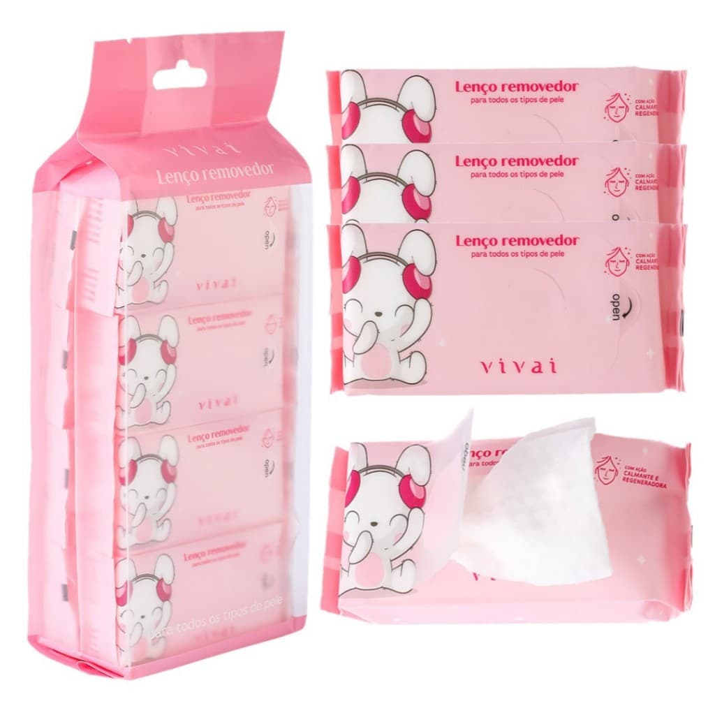 Lenço Demaquilante Vivai Mini Lenço Removedor de Maquiagem para Todos os Tipos de Pele