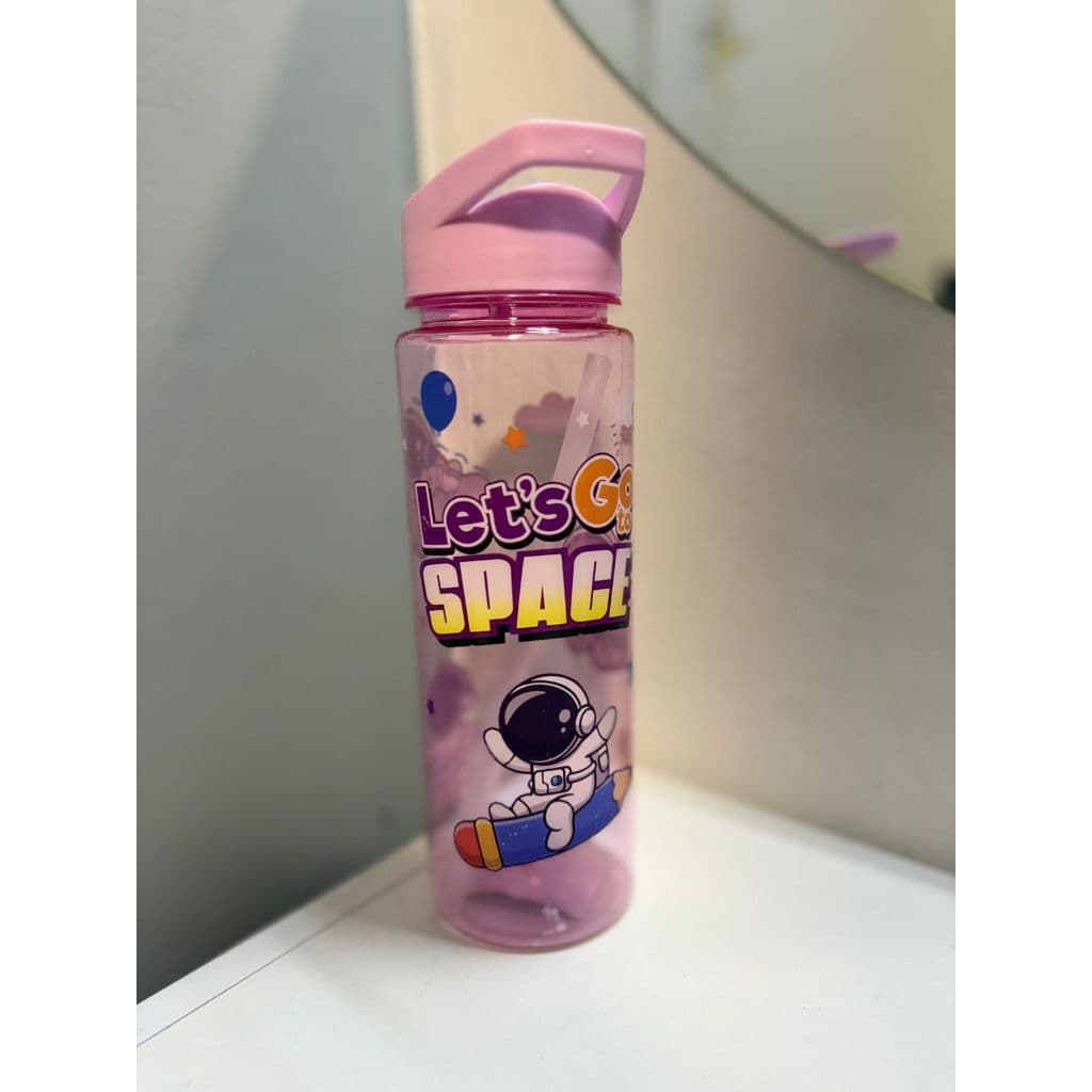 Garrafinha Astronauta 750ml com Canudo | Squeeze Infantil Espacial | Garrafa de Água Escolar