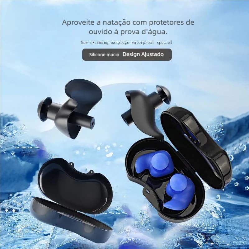 Protetor de Ouvido Premium para Natação - Silicone Flexível, Tampão Auricular Adulto e Infantil