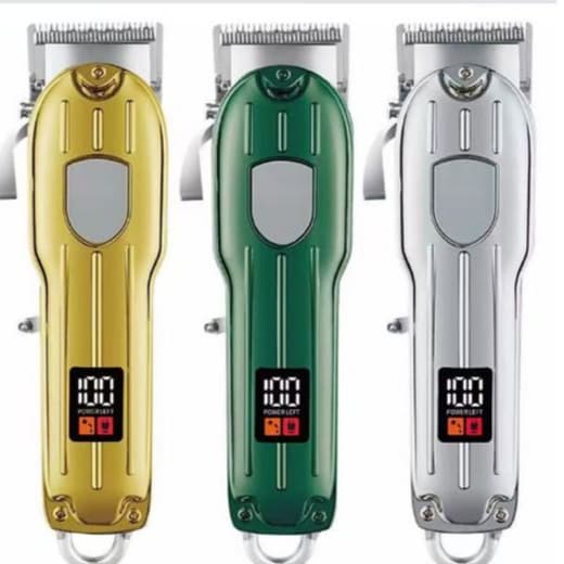 Máquina de cortar cabelo elétrica profissional masculina com visor digital, recarregável e colorida